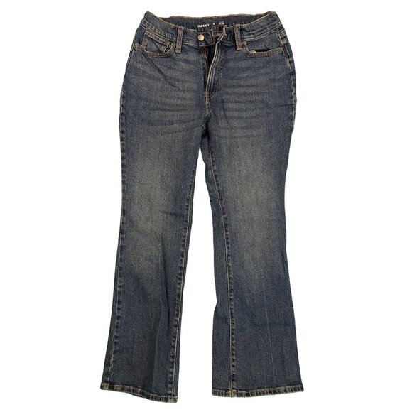 Old Navy High-Rise Flare Jeans Size 18 Dark Aged Denim Stretch Cotton Blend - Picture 1 of 7